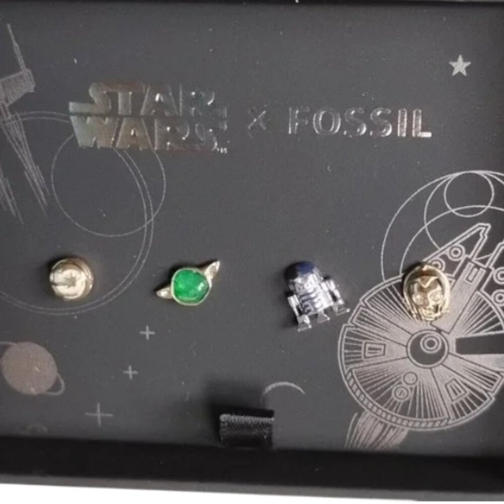Star Wars X Fossil Gold Stainless Steel Stud Earrings Set 40th Anniversary - Picture 3 of 7